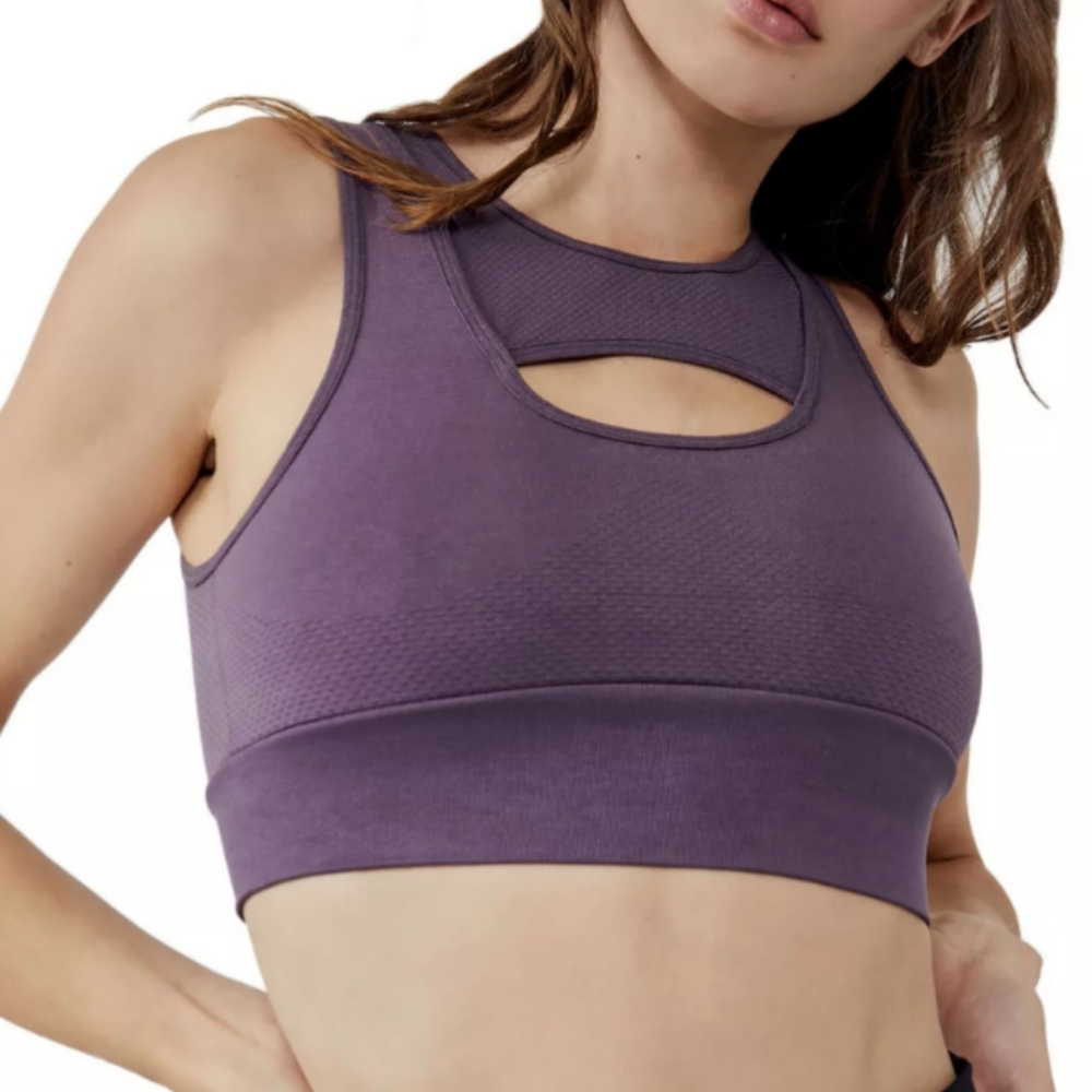 NWT M/L FP Movement Every Single Time Cutout Bra - Black Berry